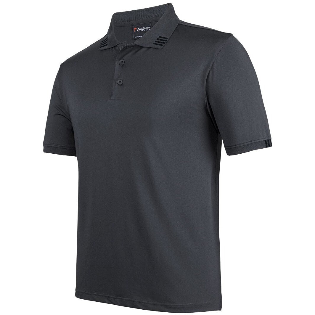 JB's Wear 7S4P 4 Stripe S/S Stretch Polo - Side View | color:Charcoal/Black|view:side