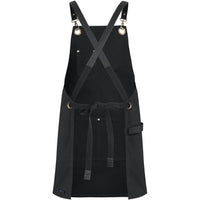 JB's Wear 5ACBP 65x75 Brass Eyelet Canvas Apron with PU Strap - Back View | color:Black/Black|view:back