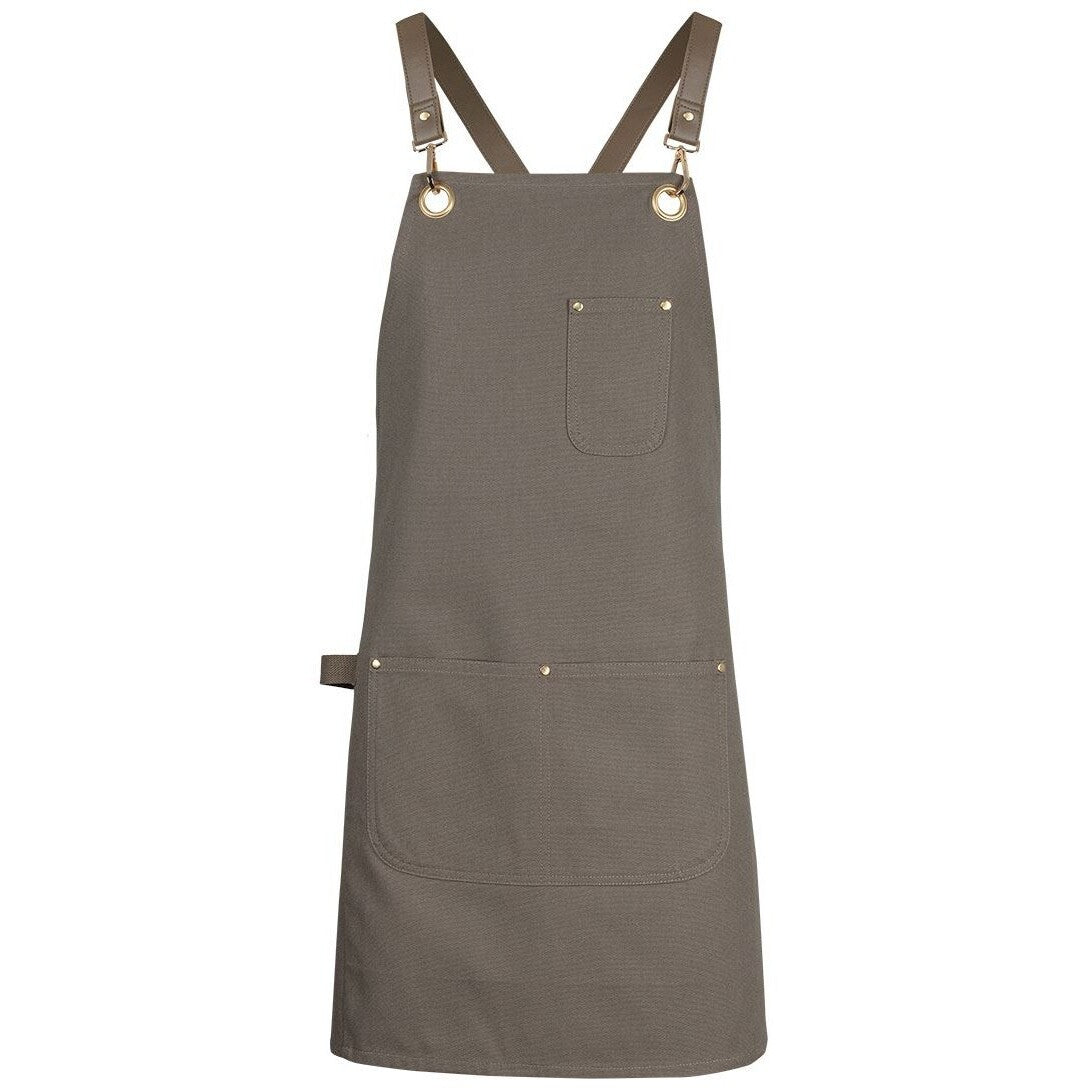JB's Wear 5ACBP 65x75 Brass Eyelet Canvas Apron with PU Strap - Front View | color:Latte/Latte|view:front