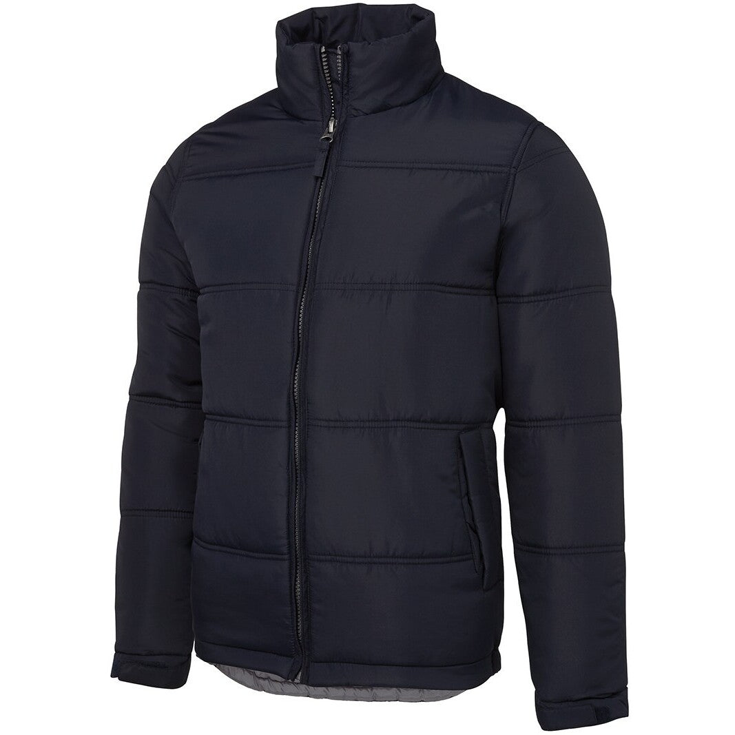 JB's Wear 3ADJ Adults & Kids Adventure Puffer Jacket - Side View | color:Navy/Grey|view:side