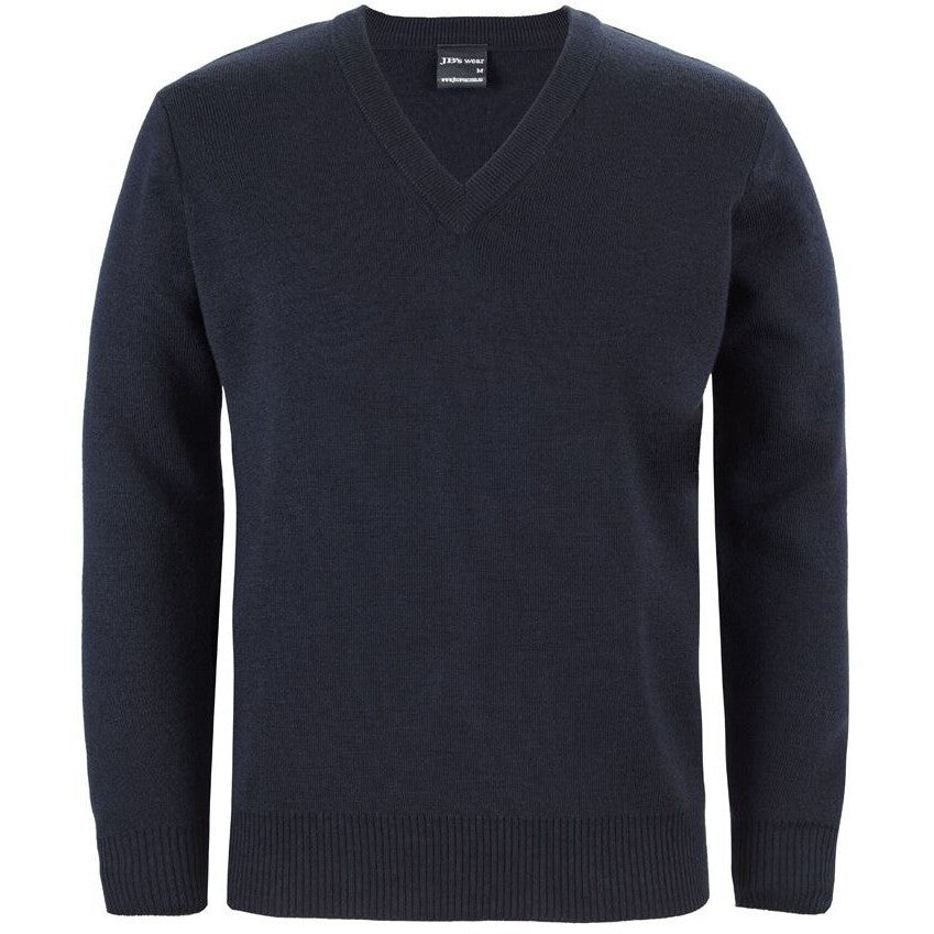 JB's Wear 6J Adults Knitted Jumper - Front View | color:Navy|view:front