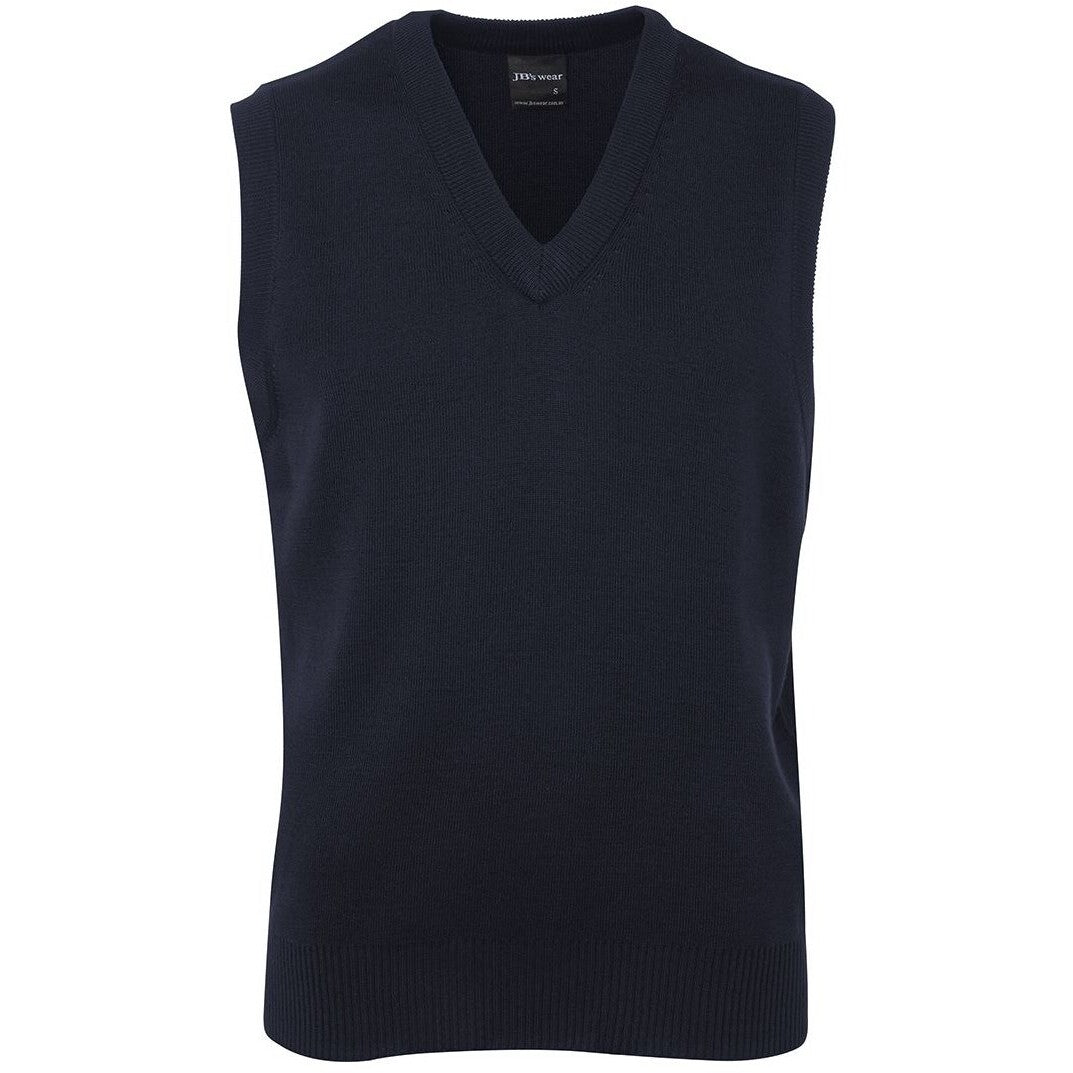 JB's Wear 6V Adults Knitted Vest - Front View | color:Navy|view:front