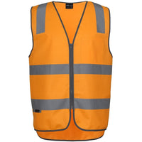 JB's Wear 6DVTV Aust. Rail (D+N) Zip Safety Vest - Front View | color:Orange|view:front