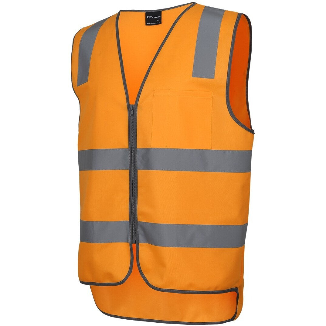 JB's Wear 6DVTV Aust. Rail (D+N) Zip Safety Vest - Side View | color:Orange|view:side