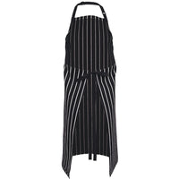 JB's Wear 5BS Bib Striped Apron with Pocket - Back View | color:Black/White|view:back