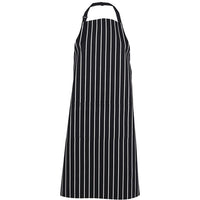 JB's Wear 5BS Bib Striped Apron with Pocket - Front View | color:Black/White|view:front