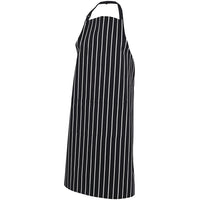 JB's Wear 5BS Bib Striped Apron with Pocket - Side View | color:Black/White|view:side