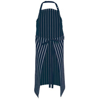 JB's Wear 5BS Bib Striped Apron with Pocket - Back View | color:Navy/White|view:back