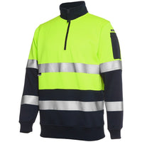 JB's Wear 6HZFS Biomotion (D+N) 1/2 Zip Fleecy Sweat - Side View | color:Lime/Navy|view:side