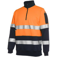 JB's Wear 6HZFS Biomotion (D+N) 1/2 Zip Fleecy Sweat - Side View | color:Orange/Navy|view:side