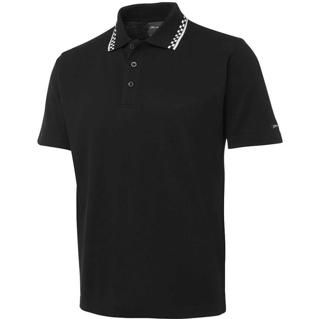 JB's Wear 5MP Chef Polo - Side View | color:Black/White|view:side