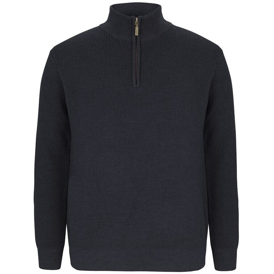 JB's Wear 6JCZ Chunky 1/2 Zip Jumper - Front View | color:Black|view:front