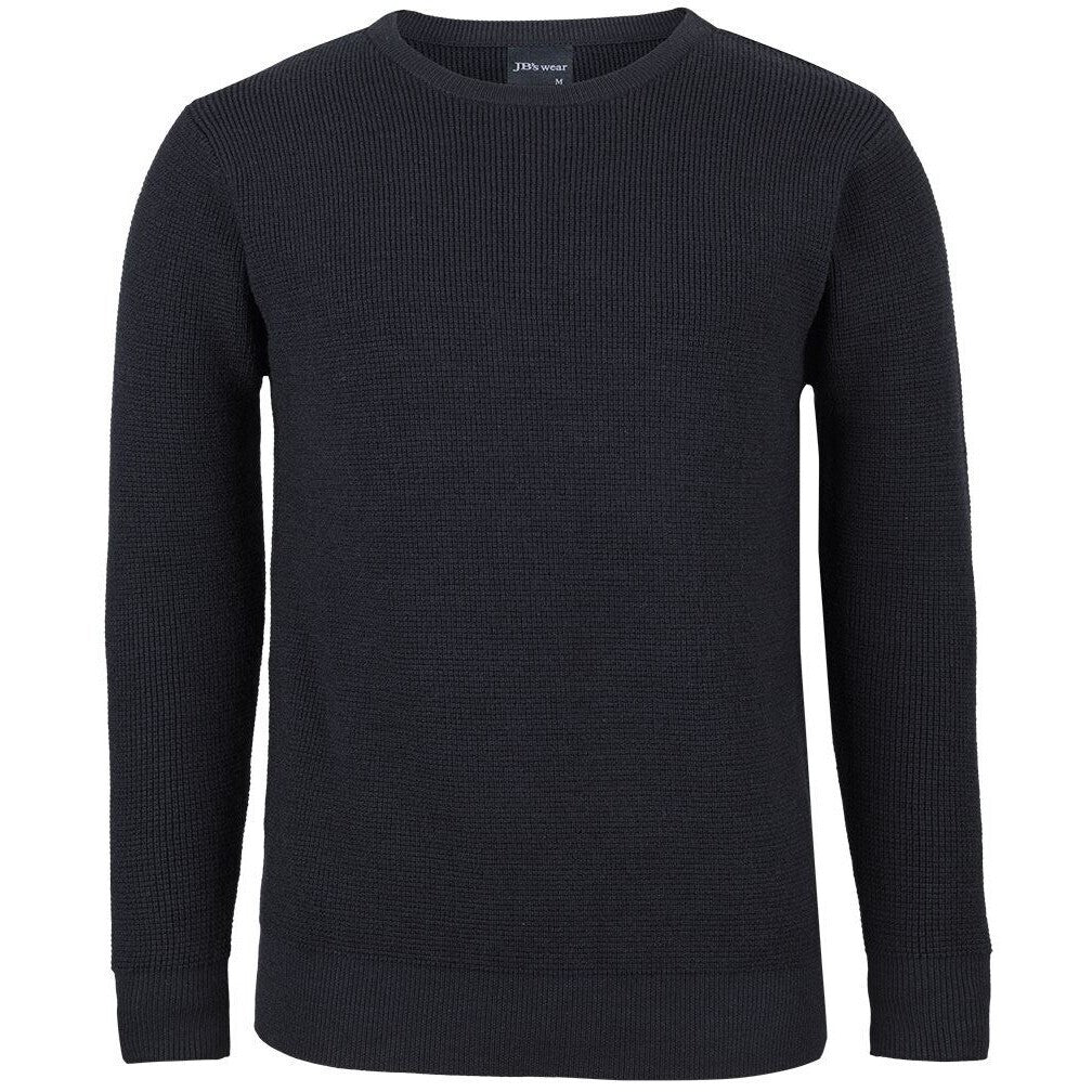 JB's Wear 6JCC Chunky Crew Neck Jumper - Front View | color:Black|view:front