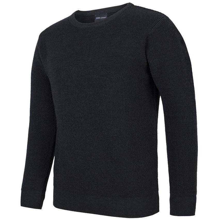 JB's Wear 6JCC Chunky Crew Neck Jumper - Side View | color:Black|view:side