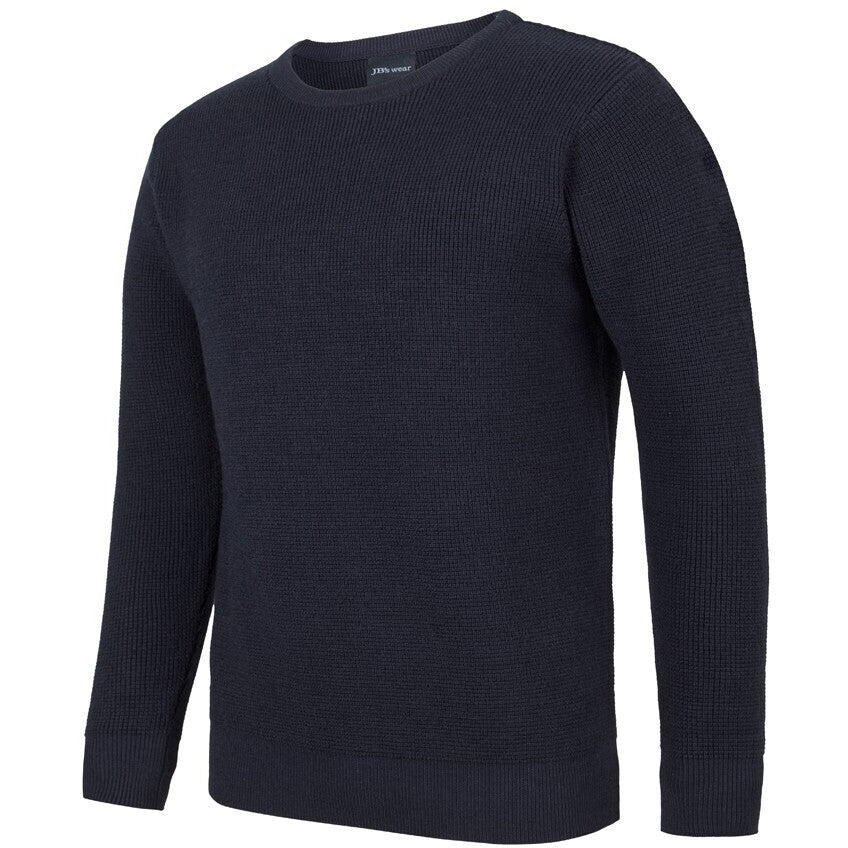 JB's Wear 6JCC Chunky Crew Neck Jumper - Side View | color:Navy|view:side