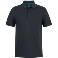 JB's Wear 2CCP Classic Polo - Front View | color:Black/Aqua|view:front