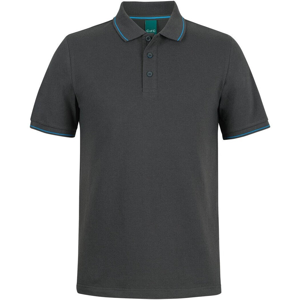 JB's Wear 2CCP Classic Polo - Front View | color:Gunmetal/Aqua|view:front