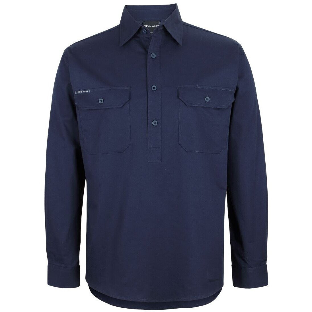 JB's Wear 6WLCF Close Front L/S 150g Work Shirt - Front View | color:Navy|view:front