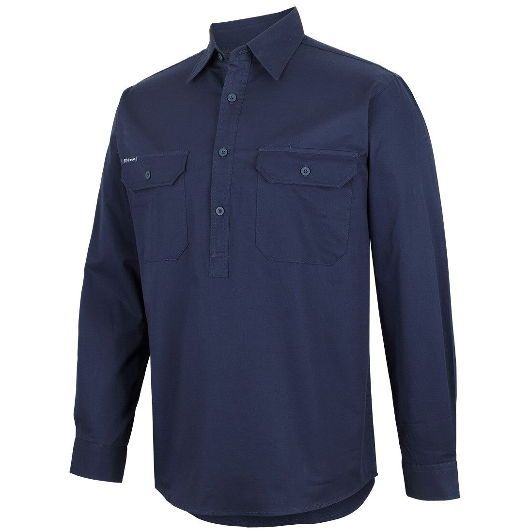 JB's Wear 6WLCF Close Front L/S 150g Work Shirt - Side View | color:Navy|view:side