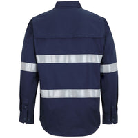 JB's Wear 6HWCT Close Front L/S 150g Work Shirt Reflective Tape - Back View | color:Navy|view:back