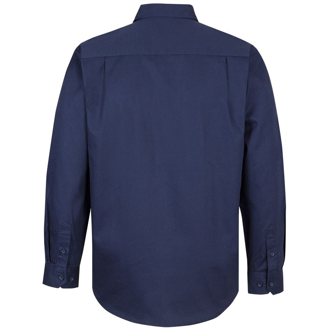 JB's Wear 6WSCF Close Front L/S 190G Work Shirt - Back View | color:Navy|view:back