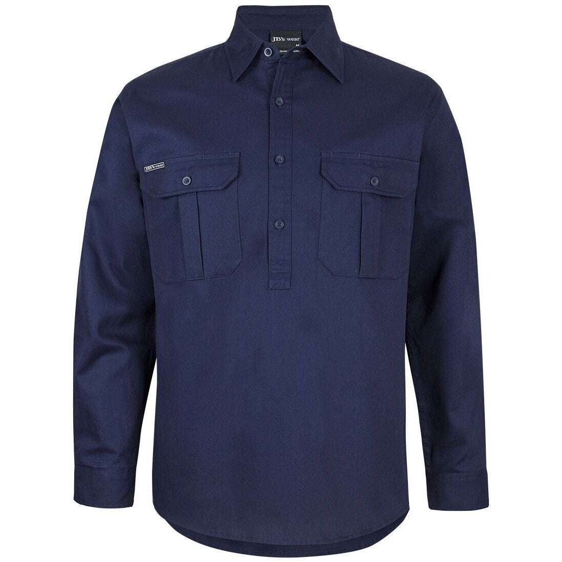 JB's Wear 6WSCF Close Front L/S 190G Work Shirt - Front View | color:Navy|view:front