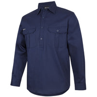 JB's Wear 6WSCF Close Front L/S 190G Work Shirt - Side View | color:Navy|view:side