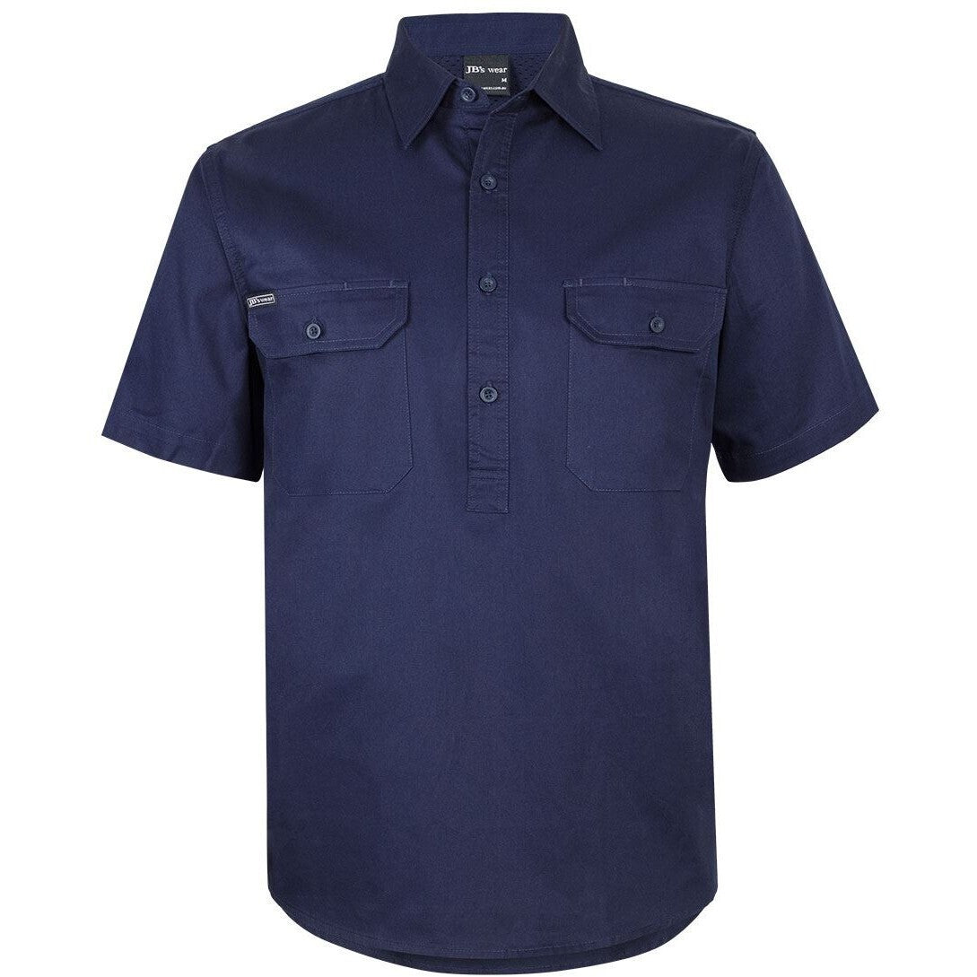 JB's Wear 6WKCF Close Front S/S 150g Work Shirt - Front View | color:Navy|view:front