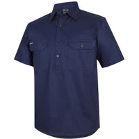 JB's Wear 6WKCF Close Front S/S 150g Work Shirt - Side View | color:Navy|view:side