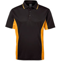 JB's Wear 7PP Contrast Polo - Front View | color:Black/Gold|view:front