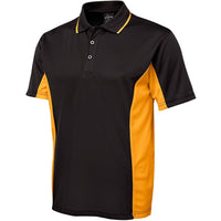 JB's Wear 7PP Contrast Polo - Side View | color:Black/Gold|view:side
