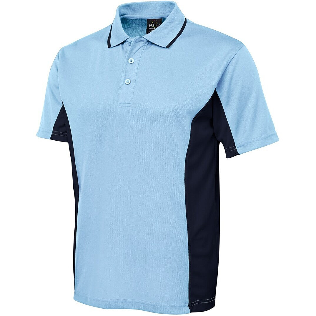 JB's Wear 7PP Contrast Polo - Side View | color:Lt Blue/Navy|view:side