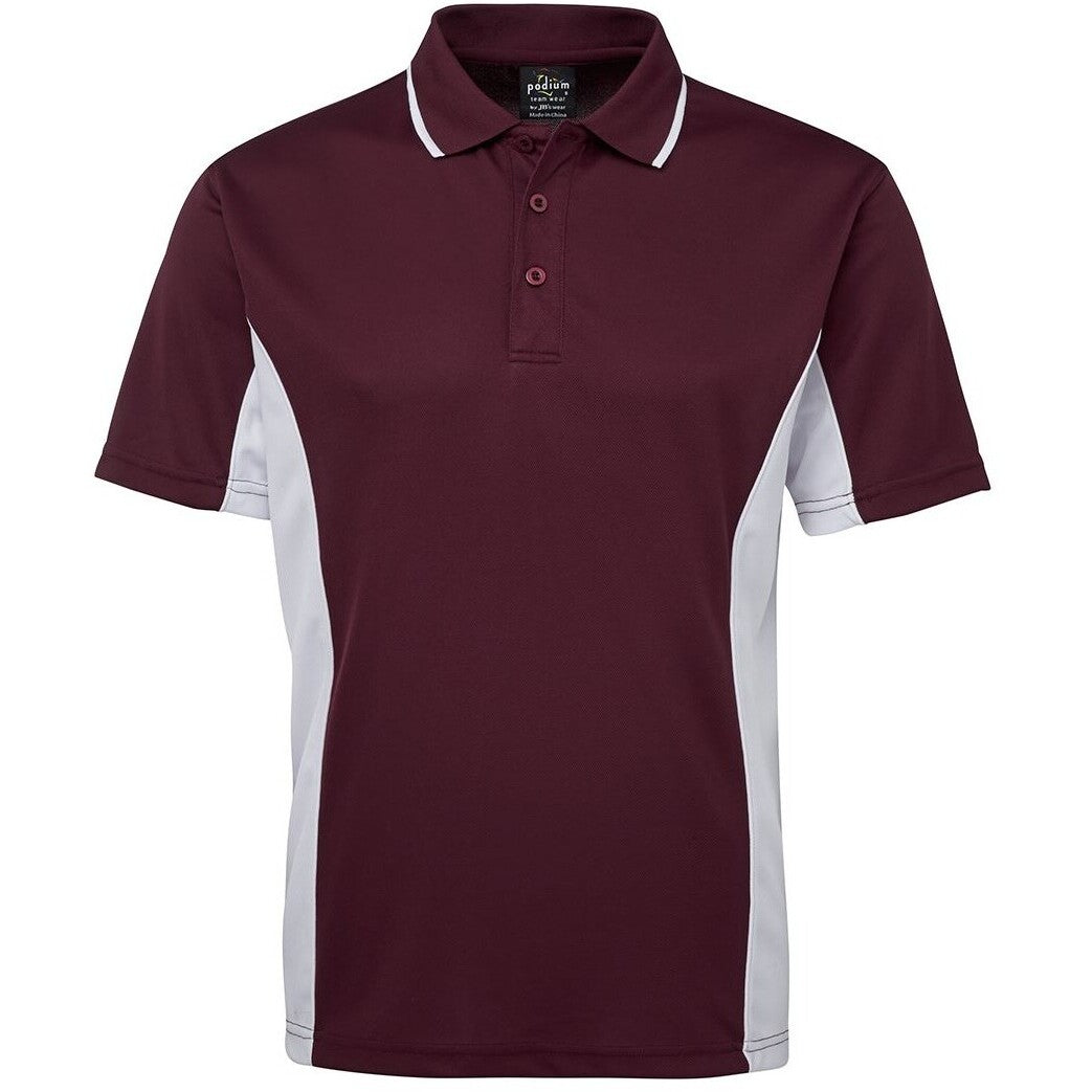 JB's Wear 7PP Contrast Polo - Front View | color:Maroon/White|view:front