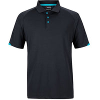 JB's Wear 7STC Contrast Stretch Polo - Front View | color:Black/Aqua|view:front