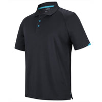 JB's Wear 7STC Contrast Stretch Polo - Side View | color:Black/Aqua|view:side