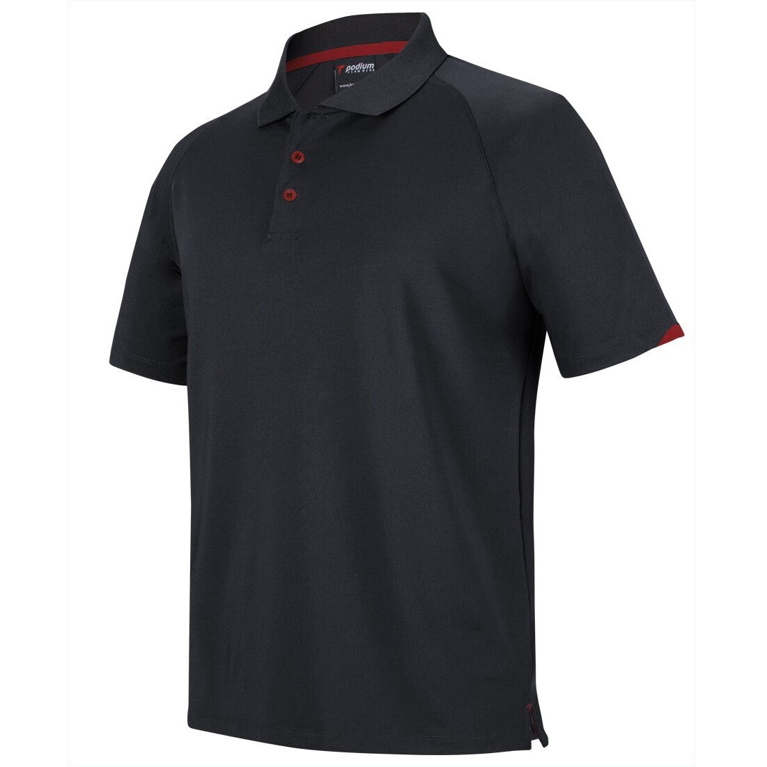 JB's Wear 7STC Contrast Stretch Polo - Side View | color:Black/Red|view:side