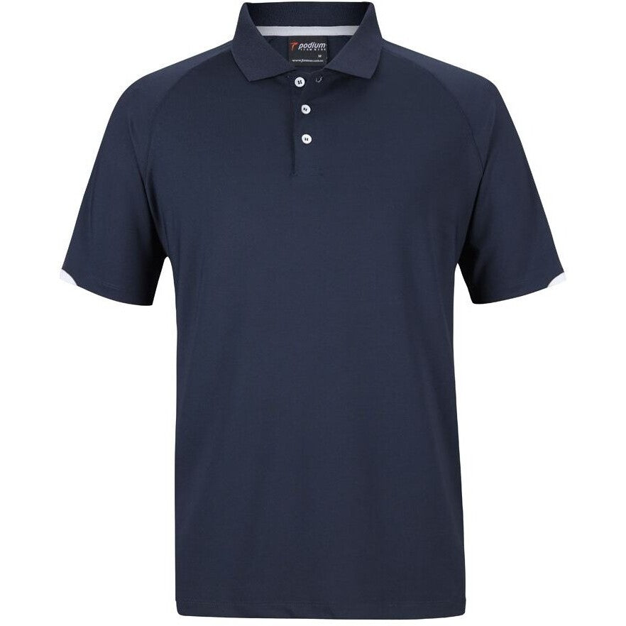 JB's Wear 7STC Contrast Stretch Polo - Front View | color:Navy/White|view:front