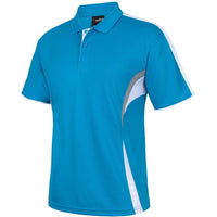 JB's Wear 7COP Cool Polo - Side View | color:Aqua/Wht/Grey|view:side