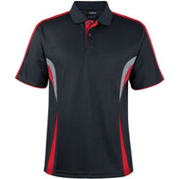 JB's Wear 7COP Cool Polo - Front View | color:Black/Red/Grey|view:front