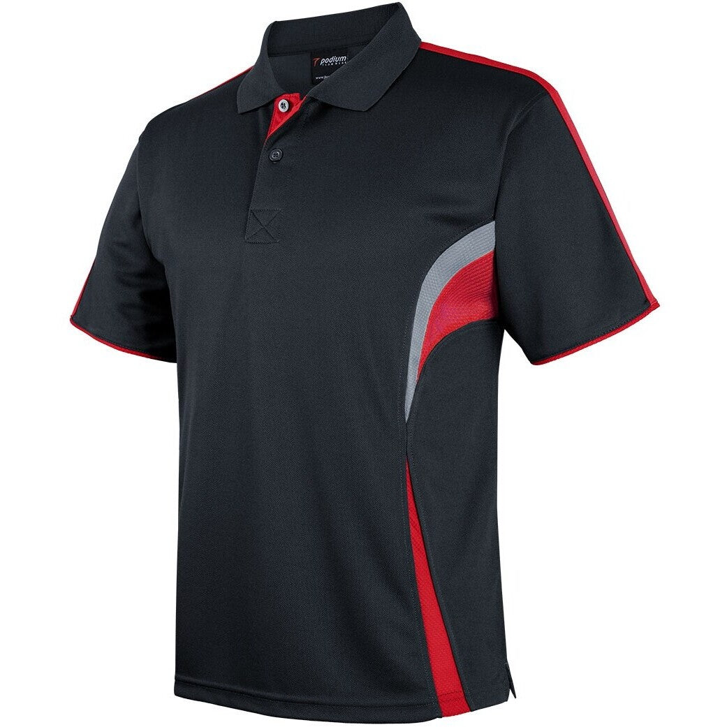 JB's Wear 7COP Cool Polo - Side View | color:Black/Red/Grey|view:side