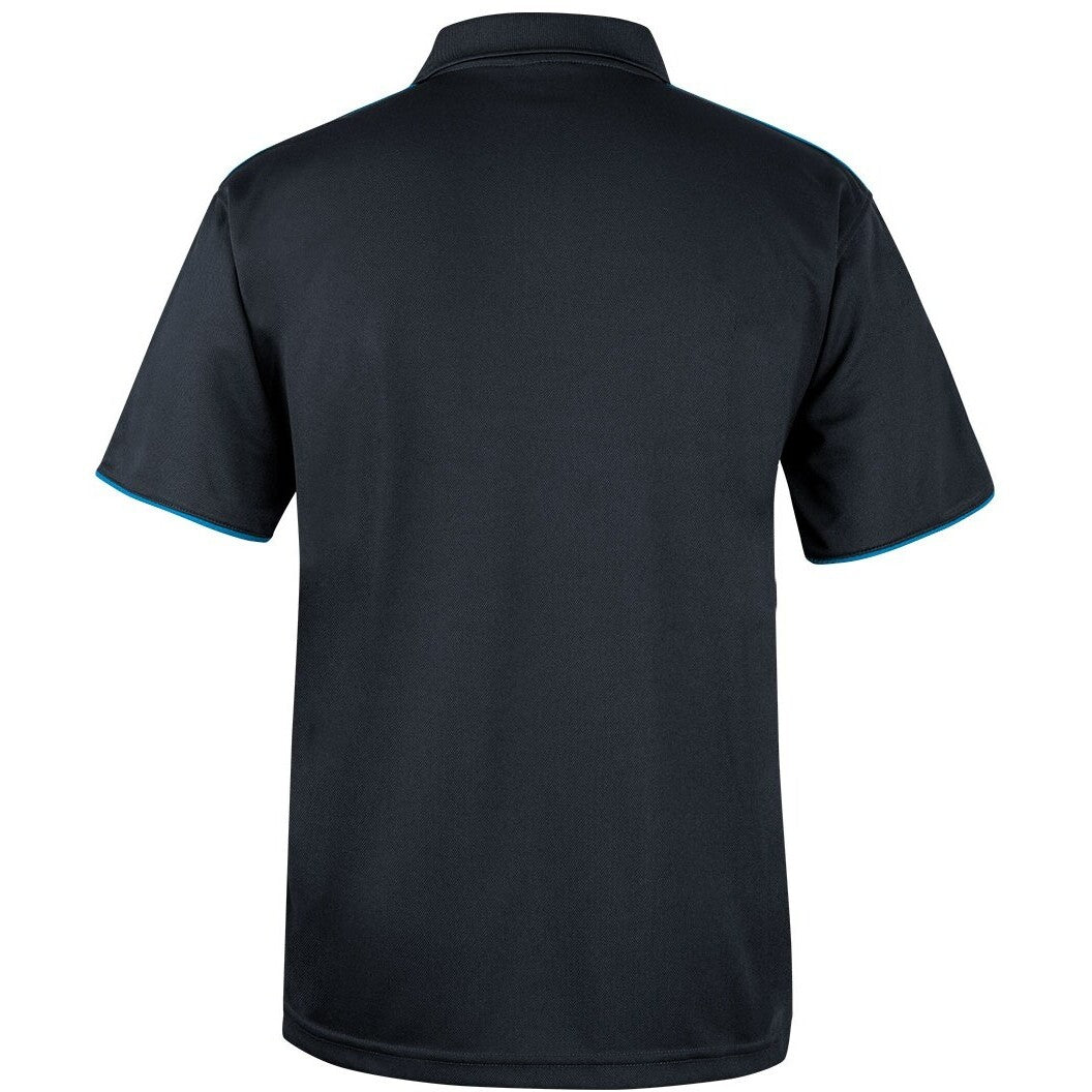 JB's Wear 7COP Cool Polo - Back View | color:Blk/Aqua/Grey|view:back