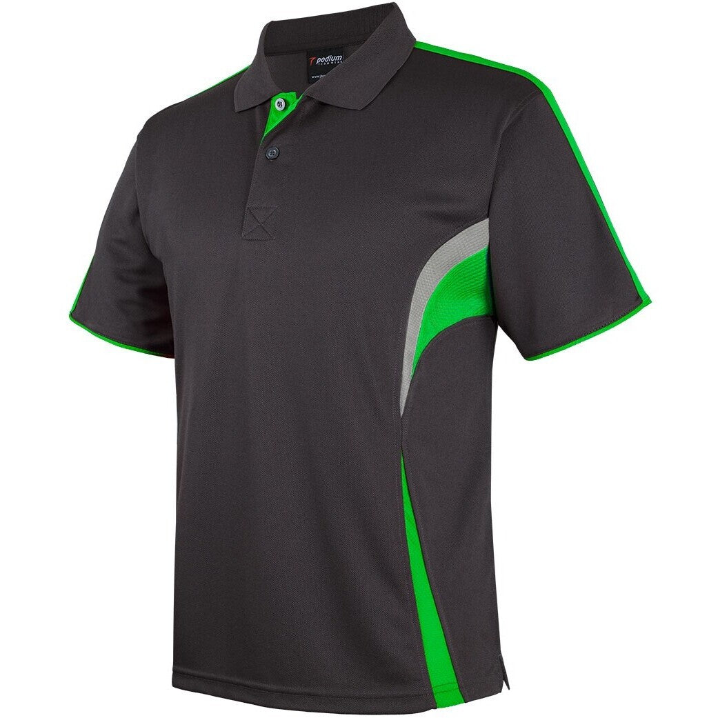 JB's Wear 7COP Cool Polo - Side View | color:Gunmetal/Pea Green/Grey|view:side