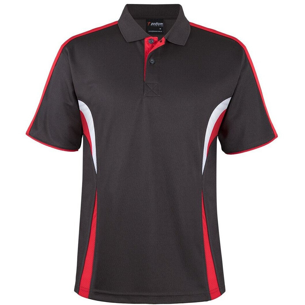 JB's Wear 7COP Cool Polo - Front View | color:Gunmetal/Red/Wht|view:front