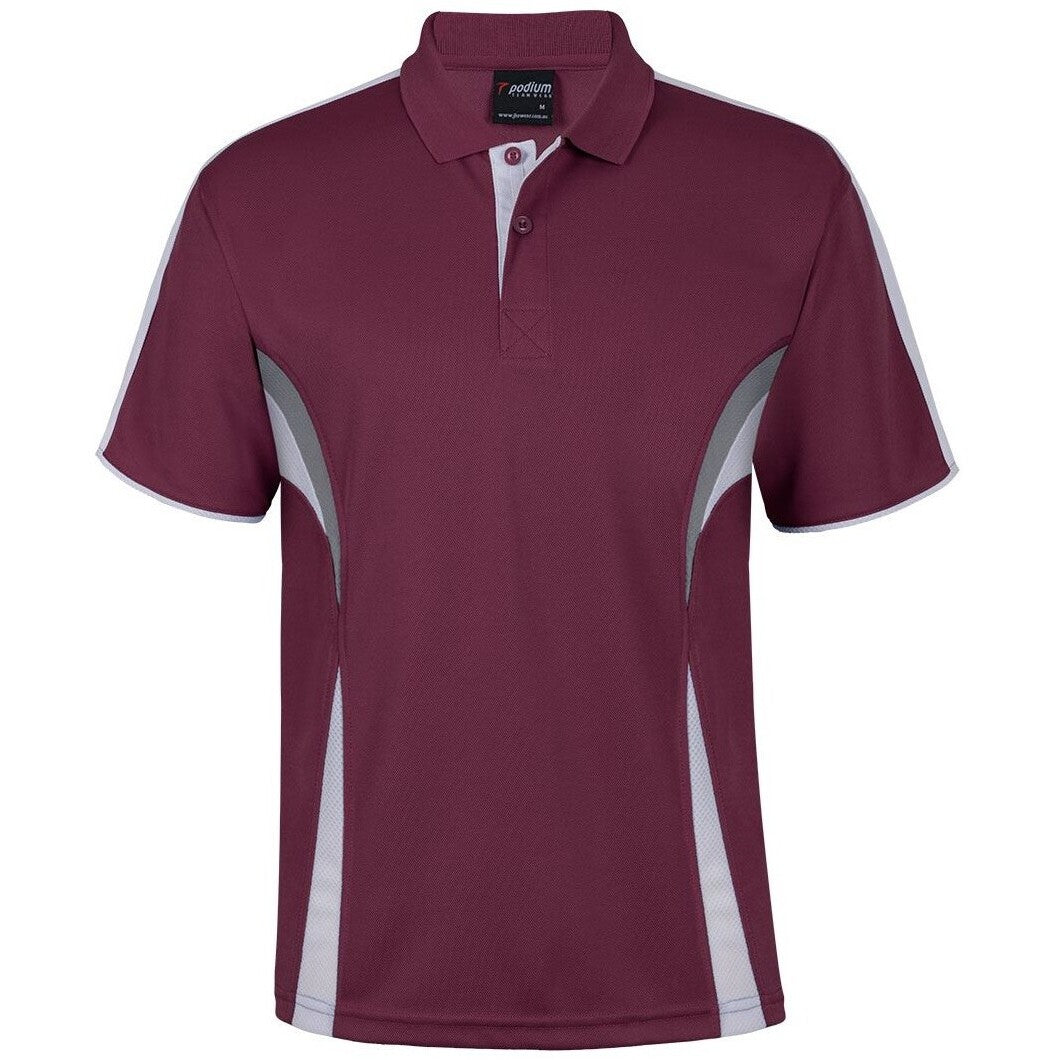 JB's Wear 7COP Cool Polo - Front View | color:Maroon/White/Grey|view:front