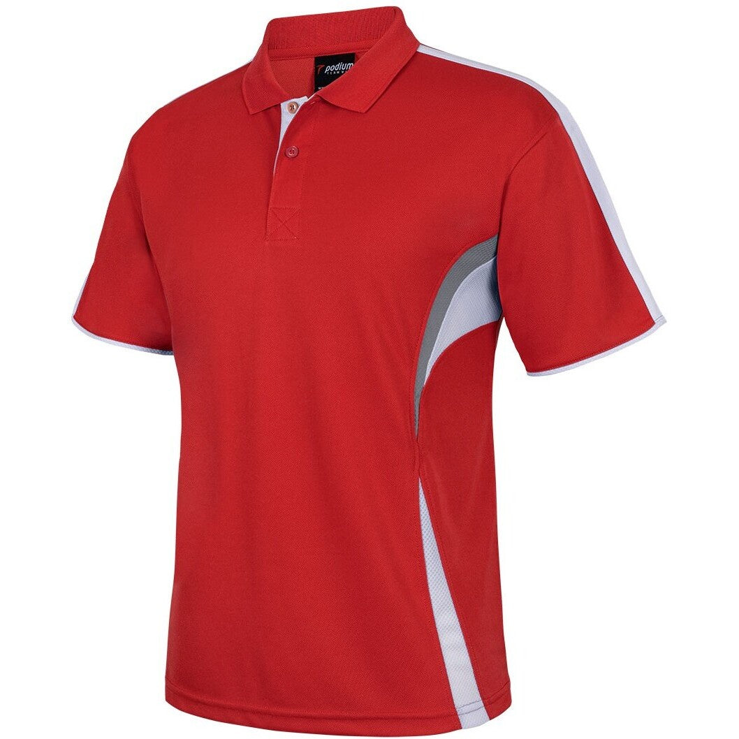 JB's Wear 7COP Cool Polo - Side View | color:Red/Wht/Grey|view:side