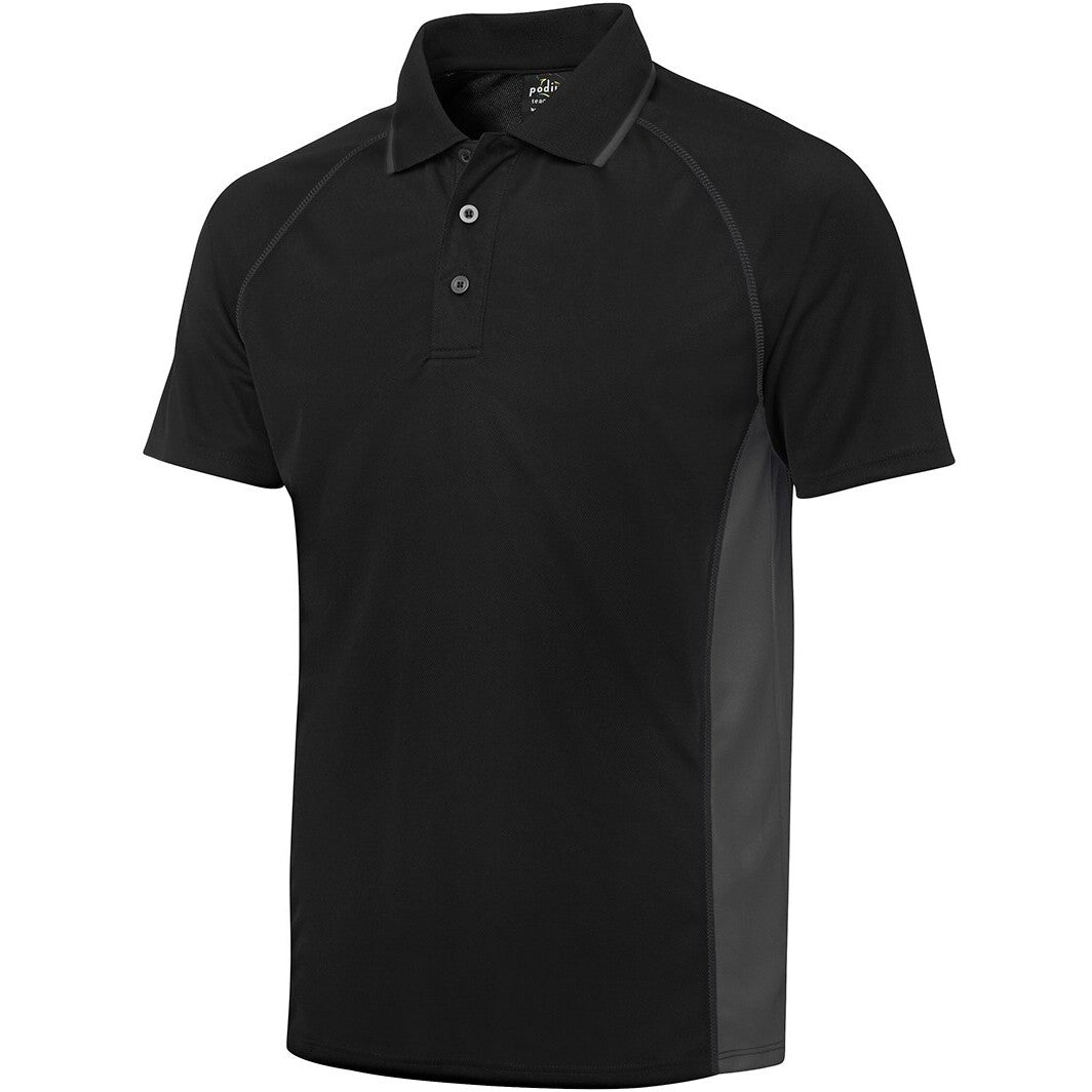 JB's Wear 7COV Cover Polo - Side View | color:Black/Charcoal|view:side