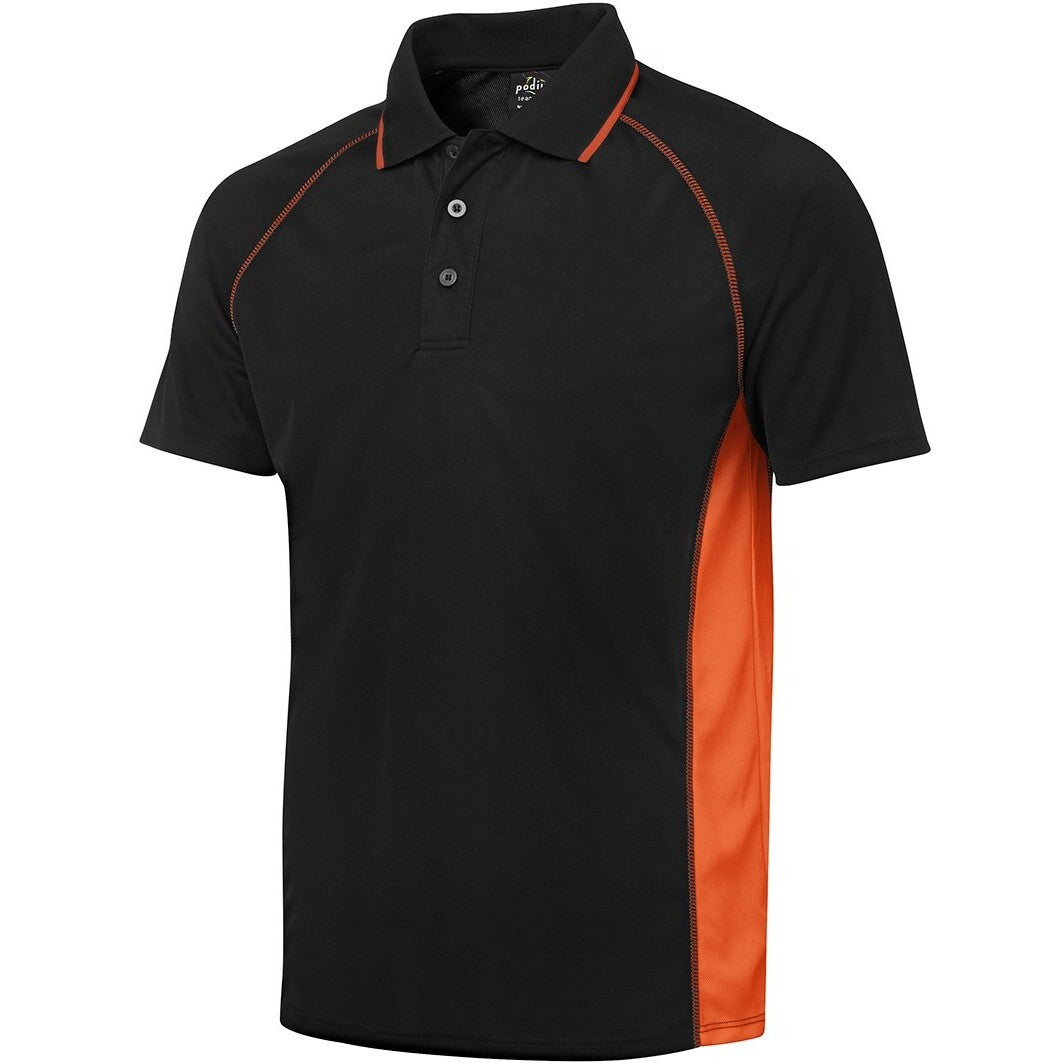 JB's Wear 7COV Cover Polo - Side View | color:Black/Orange|view:side