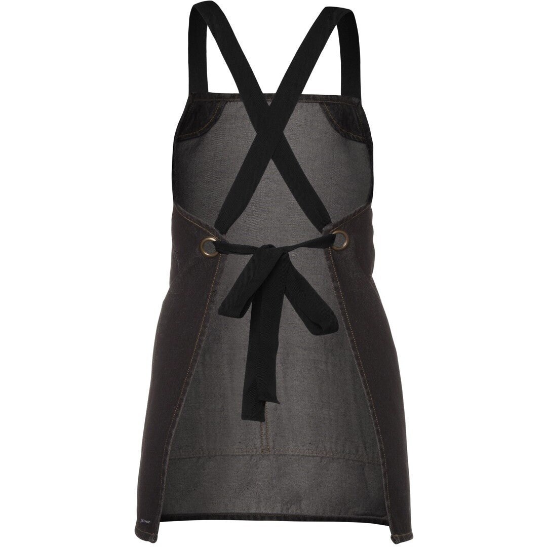 JB's Wear 5ACBB Cross Back 65x71 Bib Denim Apron (Without Straps) - Back View | color:Black|view:back
