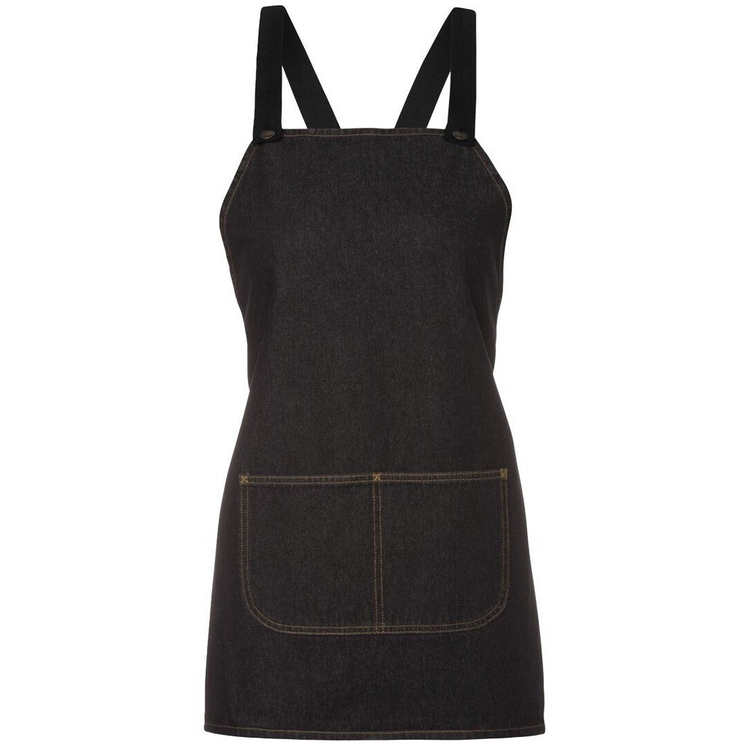 JB's Wear 5ACBB Cross Back 65x71 Bib Denim Apron (Without Straps) - Front View | color:Black|view:front