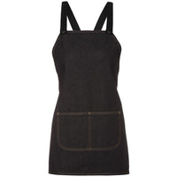 JB's Wear 5ACBB Cross Back 65x71 Bib Denim Apron (Without Straps) - Front View | color:Black|view:front